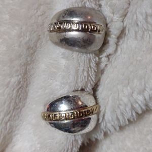 Vintage Givenchy Logo Estate Runway Silver Tone Statement Clip Costume Earrings